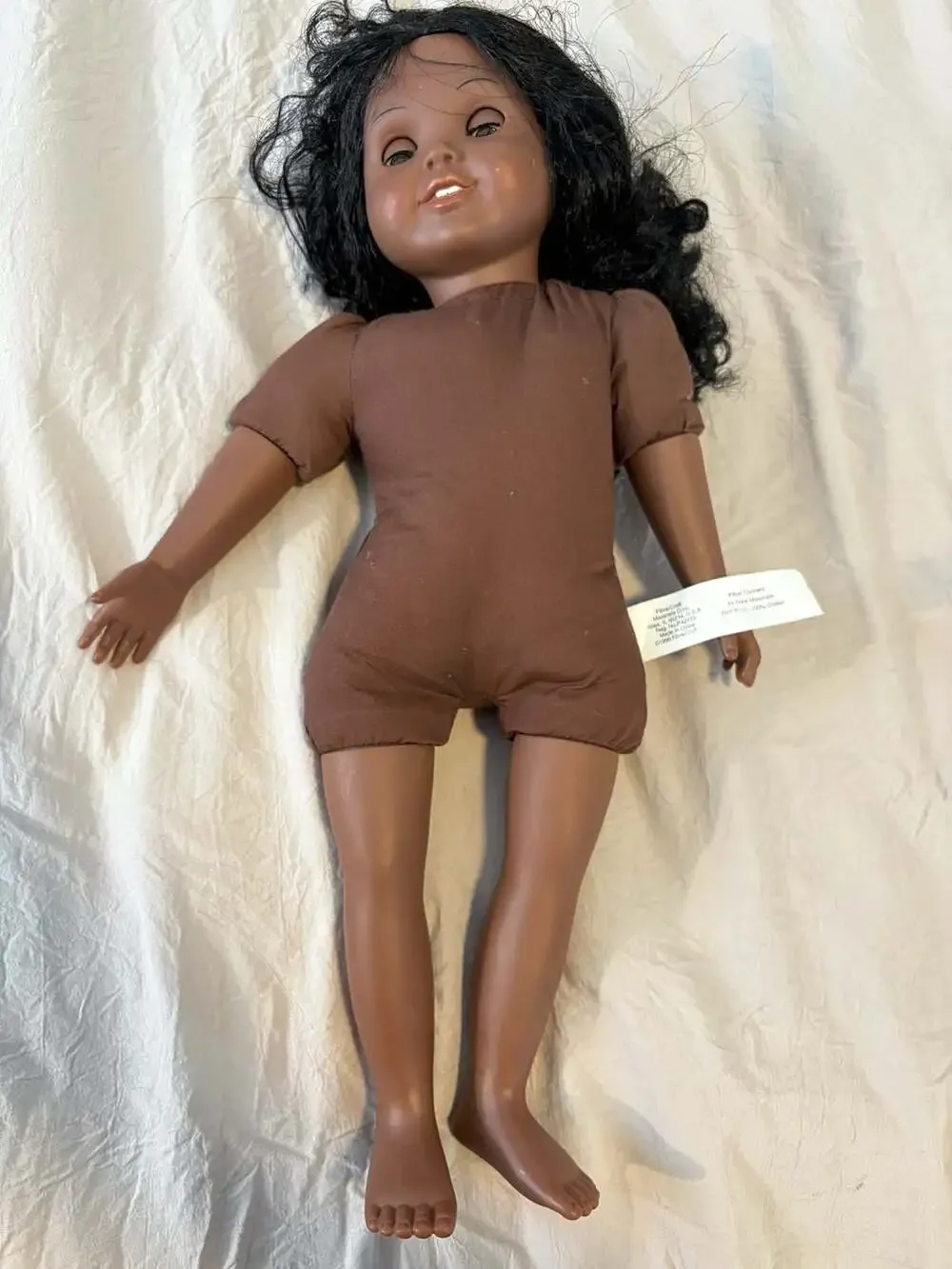 Fibre-Craft 1996 African American Doll 18 Inch Brown Hair Dark Skin